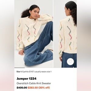 Jumper1234 Overstitch Cable Knit Sweater